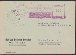 Dresden N6 1.4.65 ZKD-AFS Porto-Ersttag Abs. Rat Des Bezirkes "Unsere Ganze Kraft Dem Siebenjahrplan! - Briefe U. Dokumente