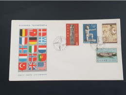 GRECE 1962 Série N°770/773 Sur Lettre Tamponnée "OTAN" Yvert Oblitéré - Covers & Documents