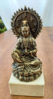 Jolie Statuette Japonaise, Japon En Bronze Sur Socle En Marbre - Milieu 20 XX ème - Art Asiatique - Asiatische Kunst