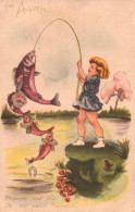 CPA 1 Euro- 1er Avril -(9) -Poisson Fillette Peche - April Fool's Day