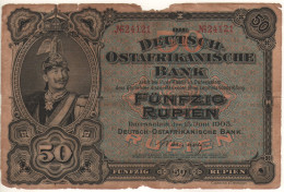 GERMAN EAST AFRICA  50 Rupien   P3b   Dated 15.06.1905  ( Serial Nr. Front & Back +   Emperor Wilhelm II) - Deutsch-Ostafrikanische Bank