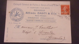 84 ORANGE./ 82. GRISOLLES.ENTREPOT GENERAL DE PAILLES A BALAIS D\'ITALIE. ALFREDO DANTI IMPORT EXPORT SORGHO - Orange