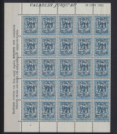 PREO Typo 616 En Bloc De 20 Xx MNH + IMPRESSION LATERALE ; Detail & état Voir Scan ! LOT 243 - Typos 1951-80 (Chiffre Sur Lion)