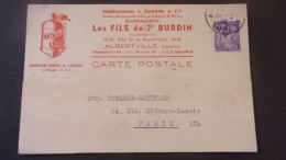 73 ALBERVILLE 1945 CP PUB LES FILS DE J BURDIN  BUTAGAZ 54 56 RUE DE LA REPUBLIQUE - Albertville