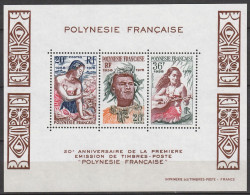 Polynésie 20è Anniversaire De La 1ère émission De Timbres Poste Polynésie Bloc Feuillet N°4 **neuf - Blocks & Sheetlets