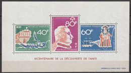 Polynésie Bicentenaire De La Découverte De Tahiti Bloc Feuillet N°1 **neuf - Blocks & Kleinbögen