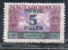 HUNGARY UNGHERIA MAGYAR 1926 POSTAGE DUE STAMPS TAXE SURCHARGED 5f On 5000k MLH - Strafport