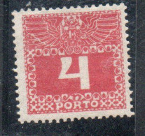 HUNGARY UNGHERIA MAGYAR 1926 POSTAGE DUE STAMPS TAXE SURCHARGED 4f MLH - Segnatasse