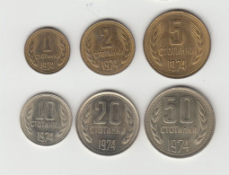 Bulgaria 1, 2, 5, 10, 20, 50 Stotinki 1974 Coins Europe Currency Bulgarie Bulgarien #5397 - Bulgaria