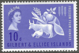 Gilbert And Ellis Islands. 1963 Freedom From Hunger. 10c MH. SG 79 - Gilbert & Ellice Islands (...-1979)