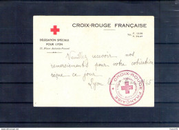 Carte. Croix Rouge Française. Délégation Départementale. Lyon. 1945 - Rotes Kreuz