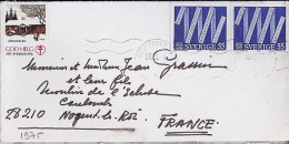 SUEDE N° 884x2 S/L. DU 30.12.75 POUR LA FRANCE - Storia Postale
