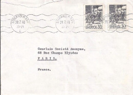 SUEDE N° 446x2 S/L. DU 28.7.60 POUR LA FRANCE - Cartas & Documentos