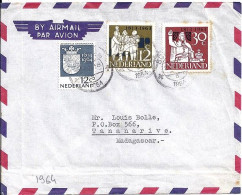 PAYS BAS N° 789/790/796 S/L DU 21.7.64 POUR MADAGASCAR - Storia Postale