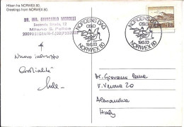 NORVEGE N° 696 S/CP DU 19.6.80 POUR L’ITALIE - Lettres & Documents