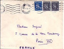 FINLANDE N° 291Ax2/386 S/L. DU 1.1.53 POUR LA FRANCE - Briefe U. Dokumente