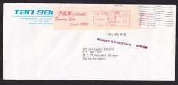 USA: Cover To Netherlands, 1983, Meter Cancel, TAN Airlines, Aviation, Returned For Additional Postage (traces Of Use) - Lettres & Documents