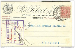 R.RICCI E C. - FIRENZE - PRODOTTI  SPECIALIZZATI -VIAGGIATA 1915. - Händler