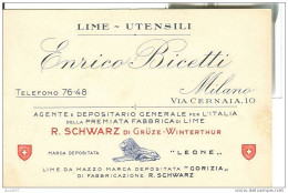 ENRICO BICETTI - MILANO - AGENTE DEPOSITARIO GENERALE - LIME UTENSILI. MARCA" LEONE" - Marchands