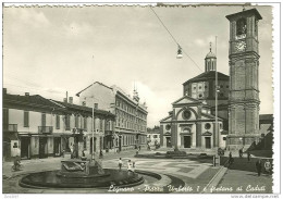 LEGNANO PIAZZA UMBERTO I E FONTANA AI CADUTI - B/N NON VIAGGIATA - 1955 - ANIMATA. - Legnano