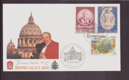 Vatican, Enveloppe Avec Cachet Commémoratif " Retour Du Pape Jean-Paul II Au Saint Siège " 1990 - Autres & Non Classés