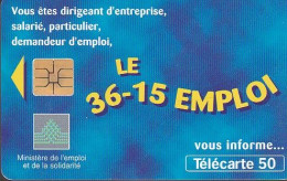F804 11/1997 - 36.15 EMPLOI - 50 SO3- (verso : N° Impacts A+7+A+6 Chiffres Deux Lignes - 2ème Ligne Vers La Droite) - 1997