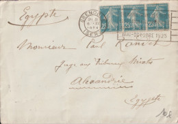 1924 - DESTINATION EGYPTE ! - SEMEUSE Sur ENV. De GRENOBLE => ALEXANDRIE - 1906-38 Semeuse Con Cameo