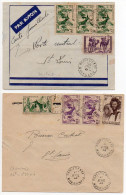 Mauritanie : Lot De 2 Enveloppes (1941 Et 1942) D'envoi D'entier Postal Interzones Avec Surtaxe Avion De 3f50 - Briefe U. Dokumente