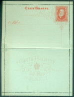 Brazil Stationary Ganzsache Entier Carta Bilhete Pedro II 50 Reis Unused - Postal Stationery