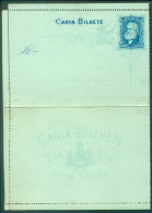 Brazil Stationary Ganzsache Entier Carta Bilhete Pedro II 100 Reis Unused - Postwaardestukken