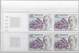 1975 Bloc De 4 Coin Numéroté Théâtre Du Peuple Neuf ** N°1846 - 1960-1969