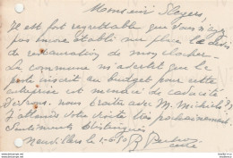 Carton Manuscrit Du Curé Pechon Signalant Qu'il Risque De Traiter Avec La Fonderie Michiels 01/06/1950 - Straßenhandel Und Kleingewerbe