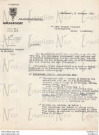 Courrier  En Flamand Du Bourgmestre De Nieuport Adressé à Georges Slégers 21 Février 1952 Placement Carillon - Artigianato