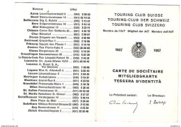 Touring Club Suisse - 1957 -  Pierre De Lagarde Boal - Carte De Sociétaire - Suiza