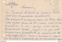 Courrier Manuscrit Révérend Doyen Poskin D'Orp-le-Grand Daté 07/10/1948 Reprenant La Proposition Des Fonderies Michiels - Straßenhandel Und Kleingewerbe