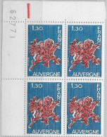 1975 Bloc De 4 Coin Numéroté Auvergne Neuf ** N°1850 - 1960-1969