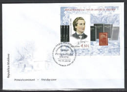 MOLDAVIE. BF 50 De 2010 Sur Enveloppe 1er Jour. Poète Mihai Eminescu. - Géographie