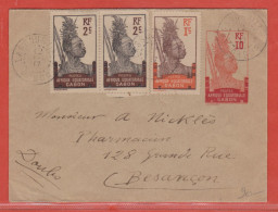 GABON ENTIER POSTAL DE 1917 DE LASTOURVILLE POUR BESANCON FRANCE - Briefe U. Dokumente