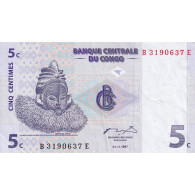 République Démocratique Du Congo, 5 Centimes, 1997, 1997-11-01, KM:81a, TTB+ - Repubblica Del Congo (Congo-Brazzaville)