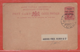 TOGO ENTIER POSTAL DE 1920 DE LOME - Storia Postale