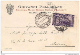 GIOVANNI PELLERANO - MASSA CARRARA - CARTOLINA  COMMERCIALE  VIAGGIATA  1927 - - Carrara