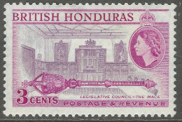 British Honduras. 1953-62 QEII. 3c MH P13½ SG 181 - Brits-Honduras (...-1970)