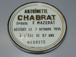 -PLAQUE MORTUAIRE RONDE PORCELAINE LIMOGES SAZERAT  1935 CABINET CURIOSITES   E - Limoges (FRA)