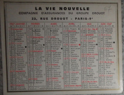 Petit Calendrier Poche 1967 Compagnie Assurances Groupe Drouot Rue Drouot Paris - Petit Format : 1961-70