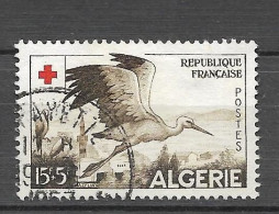 Timbres Oblitérés Algérie, N°344 Yt, Croix Rouge 1957, Cigogne - Usati