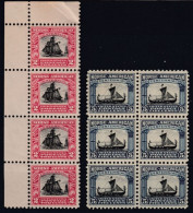 USA - Norse-American Cetennial, 2 C. (4er-Streifen), 5 C. (6er-Block) Postfrisch - Autres & Non Classés
