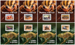 Burundi 2023, Anphibius, Frogs, Turtrle, Snake, Crocodile, 8BF - Unused Stamps
