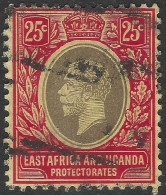 East Africa & Uganda Protectorates. 1912-21 KGV. 25c Used. Mult Crown CA W/M. SG 50 - Protectorados De África Oriental Y Uganda