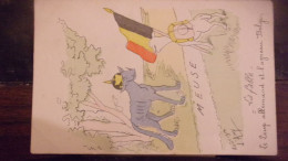 WWI Meuse Drapeau Belge Guerre 14 Fable "le Loup Allemand Et L'agneau Belge" Illustrée Par D' Amy - Andere & Zonder Classificatie