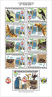 Centrafricana 2023, PAPU, Monkey, Moths, Snake, Stork, 9val In Block - Poste